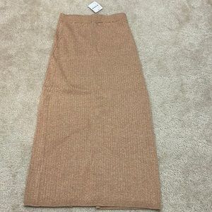 Free People tan knit skirt with slit